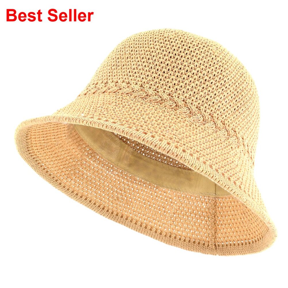 Women’s Woven Summer Bucket Hat - straw colored